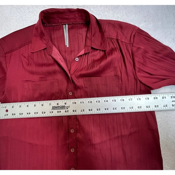 Anthropologie Womens Red Long Sleeve Relaxed Button-Down Shirt Blouse Top XS - Picture 7 of 8